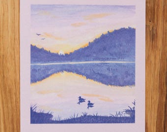 Winter at Sunset Art Print 13,6 x 14,8 cm