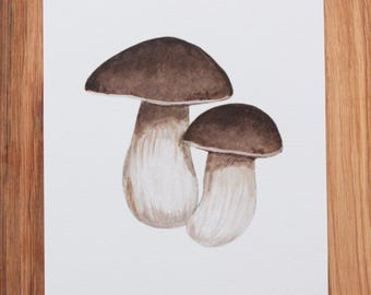 Penny Bun Mushroom print A5