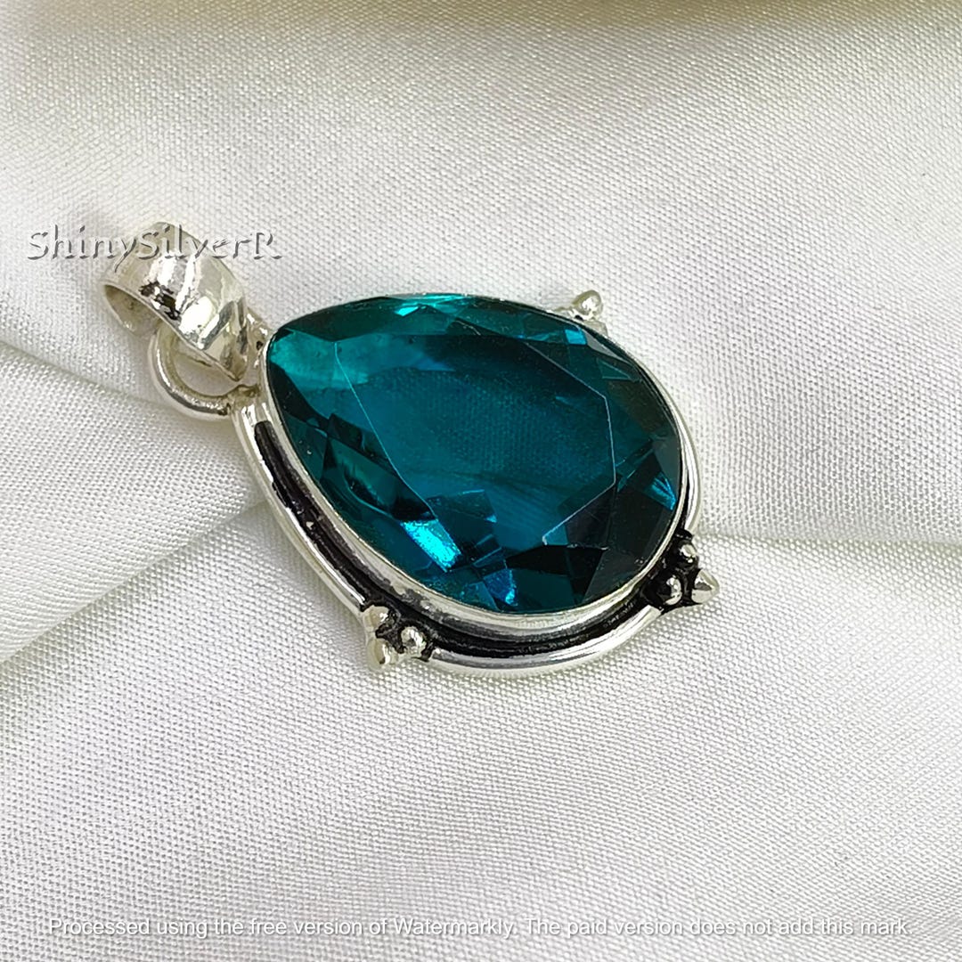 London Blue Topaz Necklace | Sterling Silver Pear Teardrop Pendant - Etsy