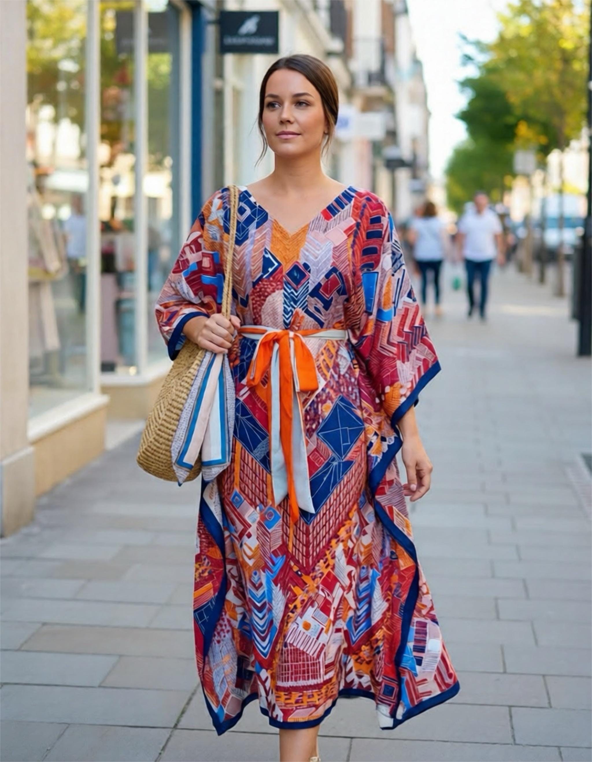 green emerald velvet dress Nicoblu Camellia Silk Belted Kaftan/Dress Plus