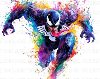 Venom Watercolor PNG, Splash Art, file ad alta risoluzione (download immediato)