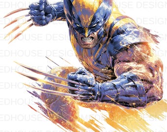 8 PNG Wolverine Watercolor : Splash Art, High-Resolution (Digital Download)