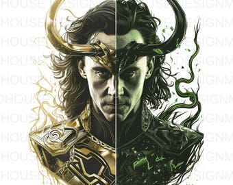 8 Loki Watercolor PNG: Splash-Style Transparent Files (Instant Download)