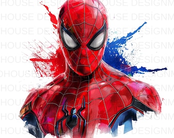 8 Spiderman Watercolor PNG: Splash Art, High-Resolution (Digital Download)