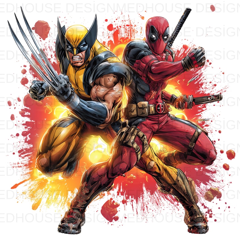 8 PNG Wolverine and Deadpool Lwatercolor : Splash Art, High-resolution ...