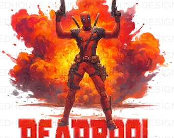 8 PNG de Deadpool en acuarela: Splash Art, alta resolución (descarga digital)