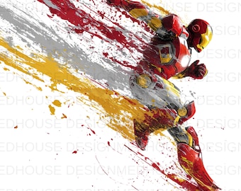 8 Iron Man Watercolor PNG: Splash Style Clipart (Digital Download)