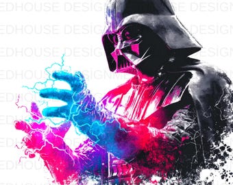 8 Darth Vader Watercolor PNGs: Splash Art Graphics (Instant Download)