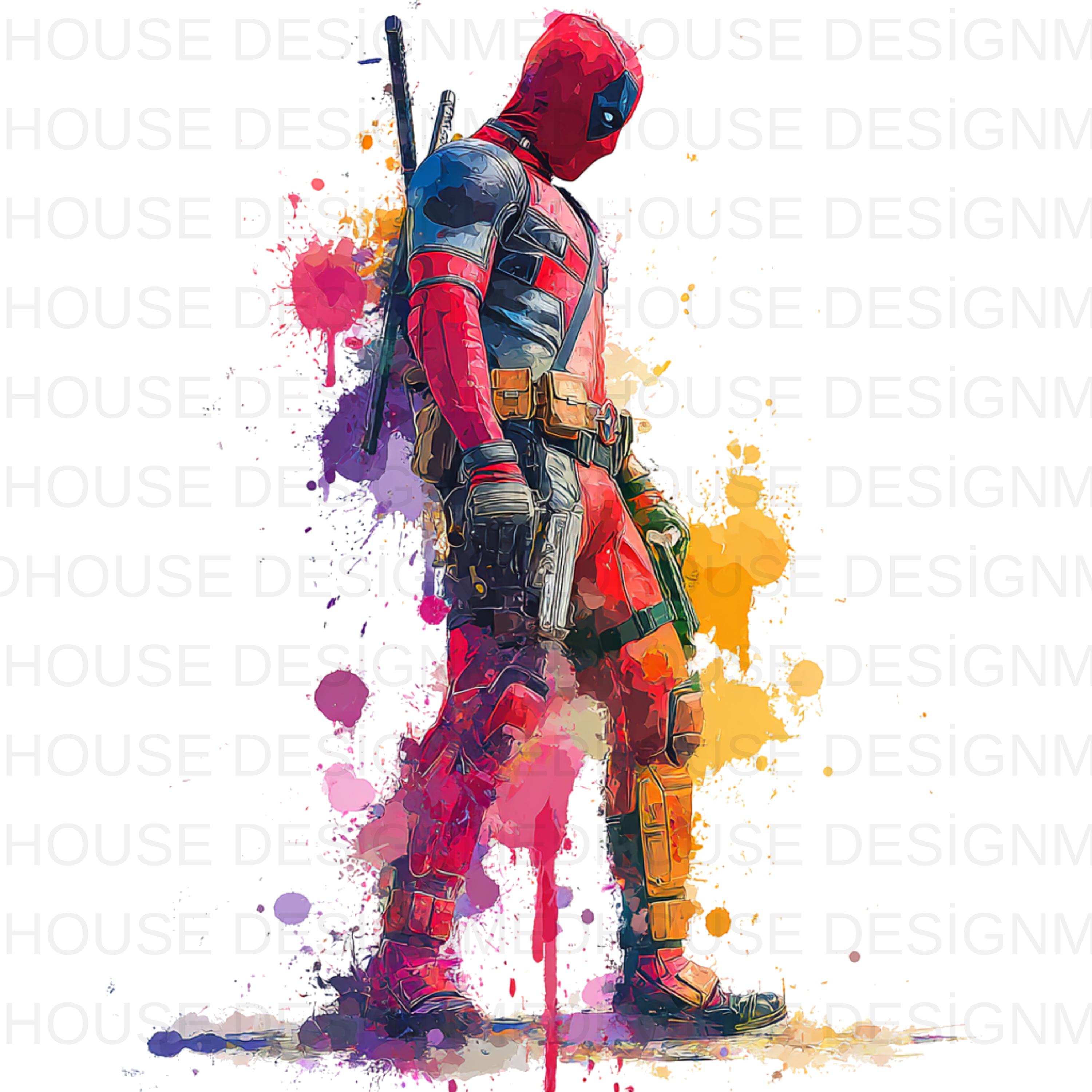 8 PNG Deadpool Lwatercolor : Splash Art, High-resolution (digital ...