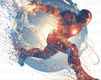 8 Iron Man Watercolor PNG: Splash Style Clipart (Digital Download)