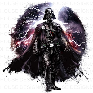 8 Darth Vader Watercolor PNGs: Splash Art Graphics (Instant Download)