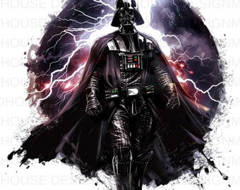 8 Darth Vader Watercolor PNGs: Splash Art Graphics (Instant Download)