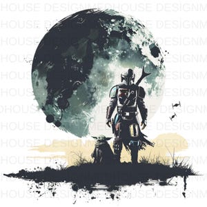 8  The Mandalorian and Baby yoda  Watercolor PNG: Splash Art, High-Resolution (Digital Download)