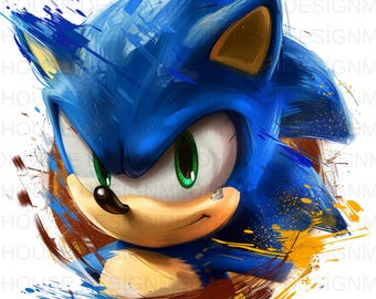 8 Sonic Watercolor PNG: Splash Style Clipart (Digital Download)