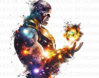 8 Thanos Watercolor PNG: Splash Art, High-Resolution (Digital Download)