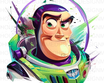 8 Buzz Lightyear Watercolor PNG: Splash Style Clipart (Digital Download)