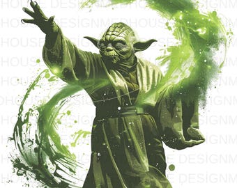 8 Yoda  Watercolor PNG: Splash Art, High-Resolution (Digital Download)