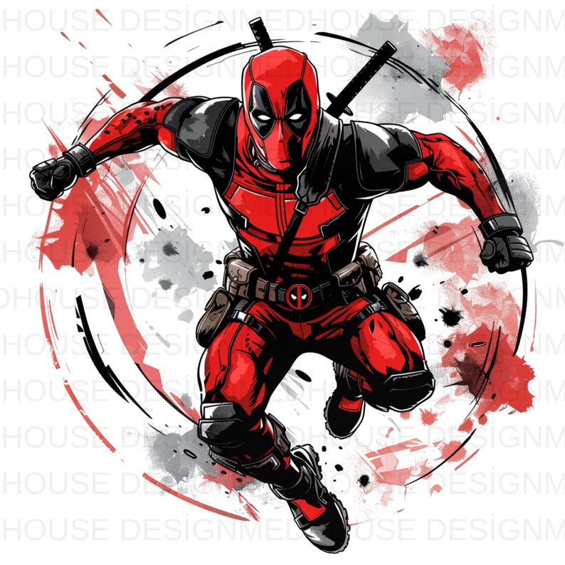 8 PNG Deadpool Lwatercolor : Splash Art, High-resolution (digital ...