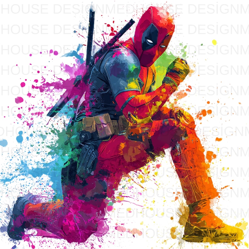 8 PNG Deadpool Lwatercolor : Splash Art, High-resolution (digital ...
