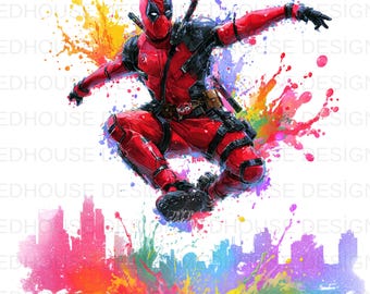 8 PNG Deadpool Watercolor : Splash Art, High-Resolution (Digital Download)