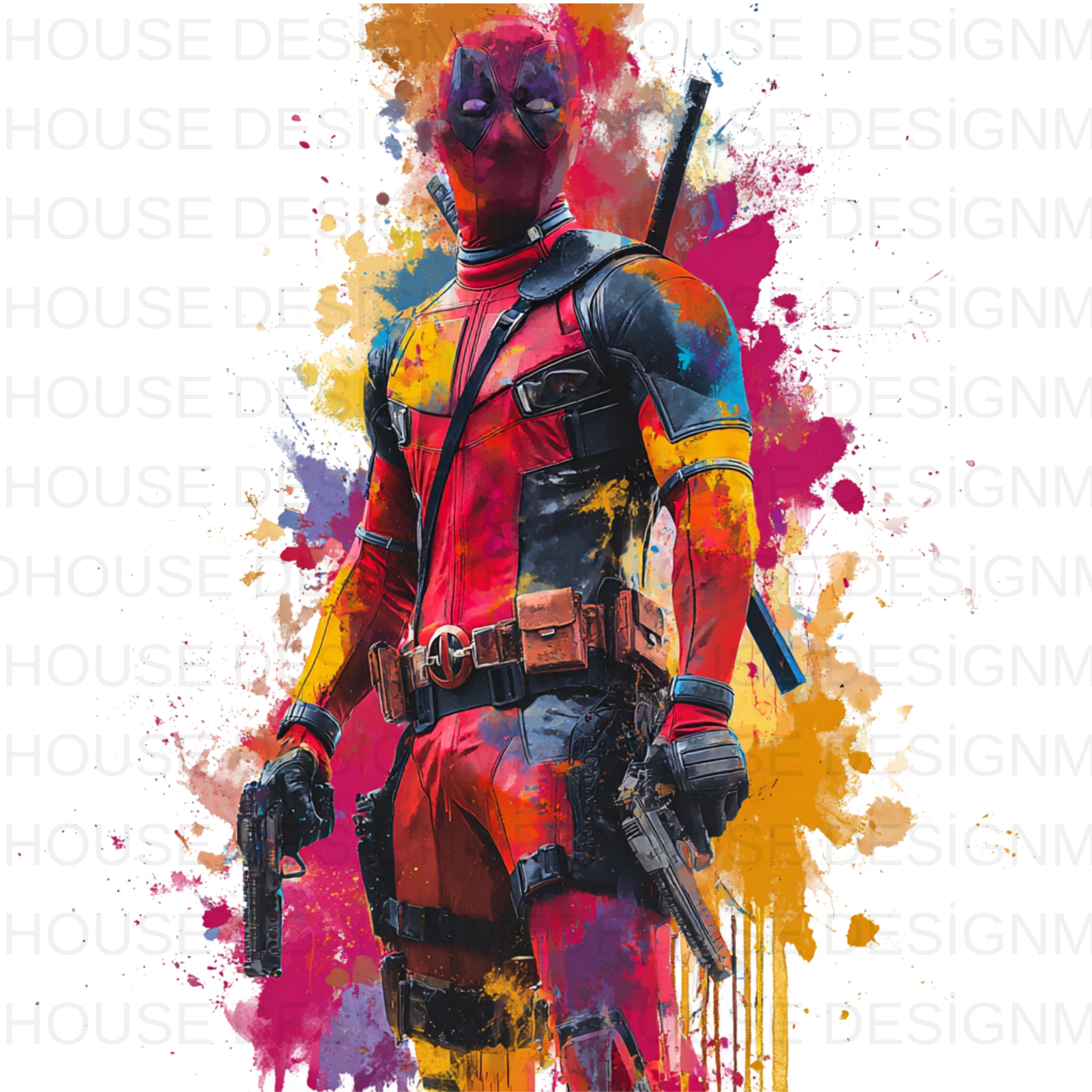 8 PNG Deadpool Lwatercolor : Splash Art, High-resolution (digital ...