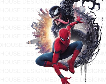 8 Spider-Man e Venom Acquerello PNG: Splash Style Clipart (Download digitale)