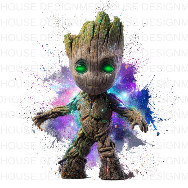 8 Baby Groot Watercolor PNG: Splash-style Transparent Files (instant ...