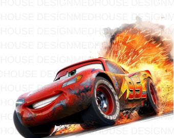 8 Lightning McQueen Watercolor PNG: Splash Style Clipart (Digital Download)