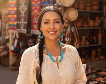 Dornröschen Türkis Heishi Halskette, Southwestern Gold Spacer Choker