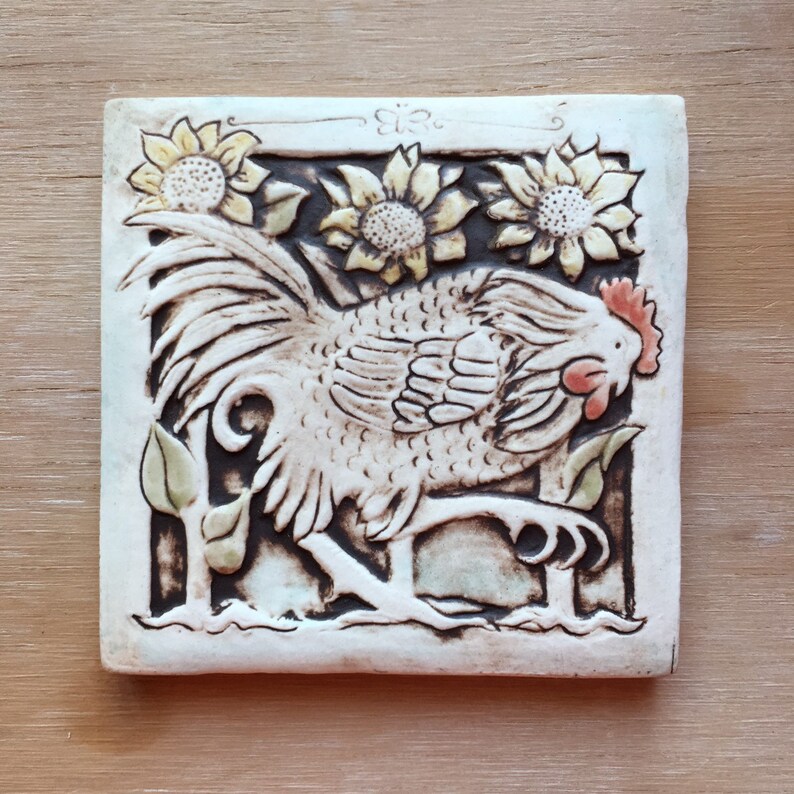 Rooster tile for wall hanging or backsplash
