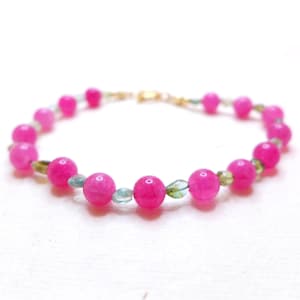 Bracciale impilabile con tormalina, pietra portafortuna OOAK – Bracciale con gemma naturale placcato oro 18 carati