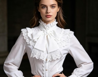 Gothic Victorian Lace Shirt, Medieval Renaissance Long-Sleeved Shirt, Victorian Elegant Shirt