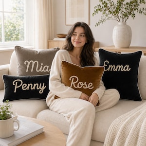 Custom Throw Pillow Cover, Personalized Name Velvet Pillowcases, Howsewarming Gift, Home Decor