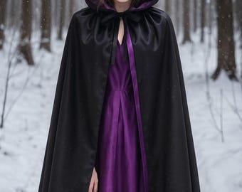 Capa con capucha de bruja de Halloween, capa medieval para cosplay