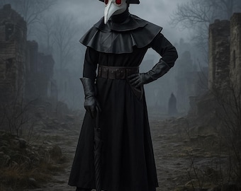 Steampunk Plague Doctor Costume Set, Gothic Cosplay, Medieval Mystic Style