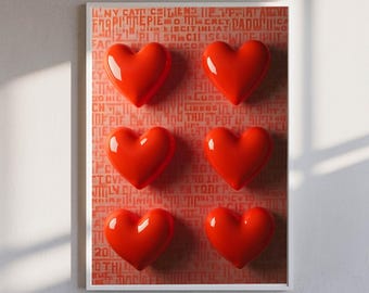 Red Heart Wall Art | Love Print (Digital Download