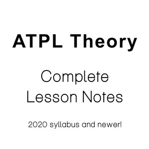 May include: White background with black text that reads "ATPL Theory", "Complete Lesson Notes", and "2020 syllabus and newer!"