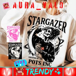 Zespół posturalnej tachykardii ortostatycznej POTS Warrior png Szkielet Stargazera, prezent na świadomość dysautonomii, retro kosmiczna sztuka nocnego nieba