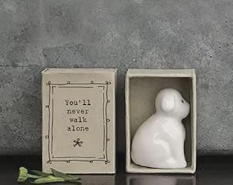 Porcelain Matchbox Message Dog – Never walk alone | Friendship | Family | Pet Remembrance Gift