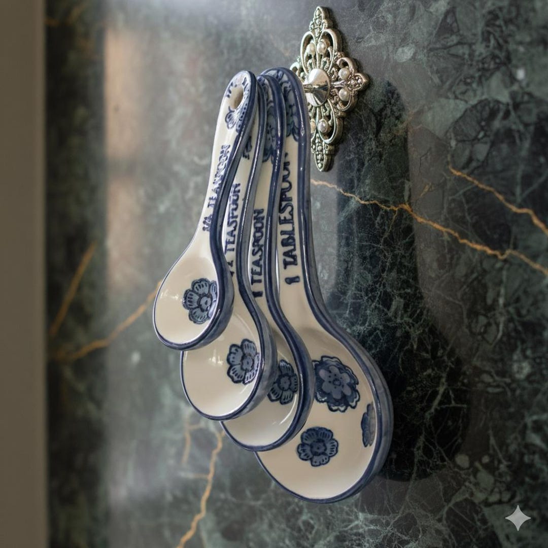 Set of 4 X Vintage Style Floral Measuring Spoons Baking Cooking Teaspoon Kitchen Tools Tablespoon Cups Cup Utensils - Etsy