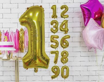 Złoty gigantyczny balon z cyfrą, dekoracja imprezowa 36 cali