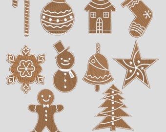Machine Embroidery Design, Gingerbread Cookies Christmas Set, Digital File: Pes Dst Exp Jef VP3 Hus