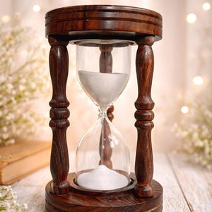 Personalized Wooden Hourglass Sand Timer, Engraved Sand Clock, Nautical Desk Decor, Anniversary Gift for Him Her, Custom Wooden Hourglass
