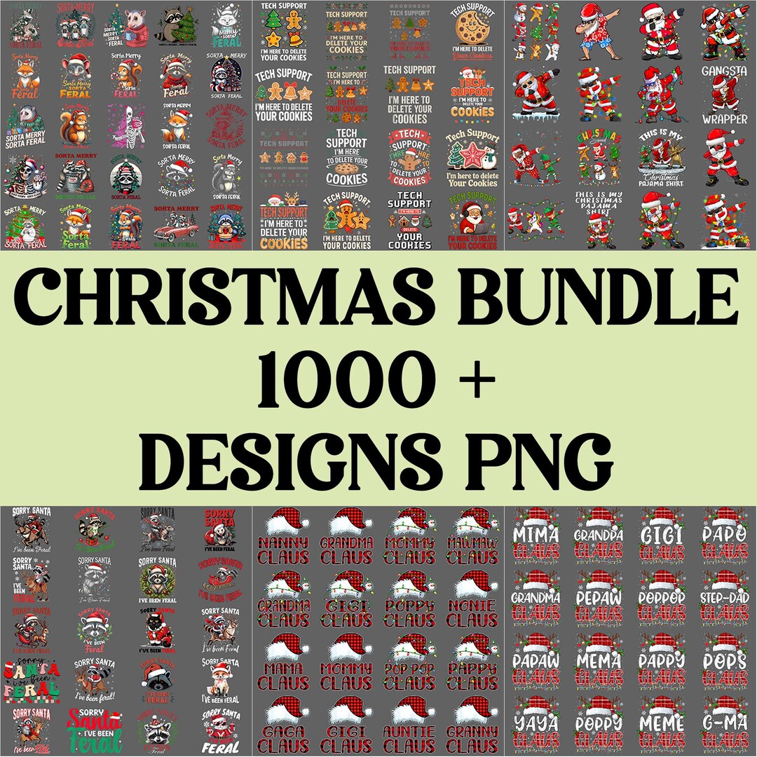 1000+ Christmas Bundle PNG – Merry Christmas Santa Clipart, Retro ...