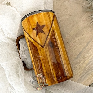 Puerto Rico flag wood grain 20 oz. Mug…Custom Tumbler…20 oz camper mug… brown wood grain Mug