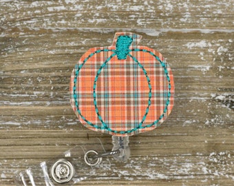 Fall Badge Reel, Plaid Pumpkin Badge Reel Nurse, Halloween Nurse Badge Reel, Pumpkin Badge Reel Nurse Gift, Thanksgiving Badge Reel,