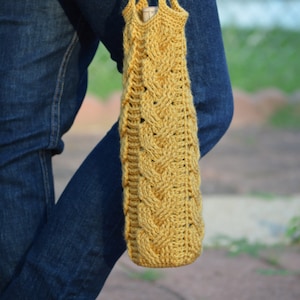 Thanksgiving Crochet Bag Pattern, Crochet Wine Bottle Bag Pattern, Crochet Wine Gift Bag, Crochet Housewarming Gift Pattern, Cable Crochet
