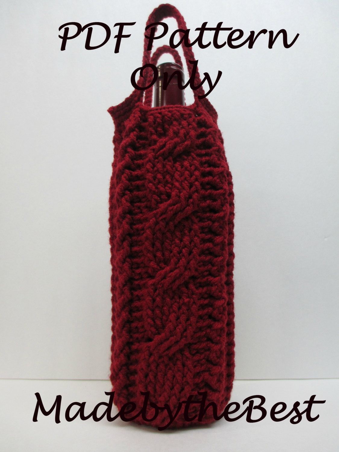 Crochet Wine Bottle Tote Pattern – Thanksgiving Cable Design (PDF ...