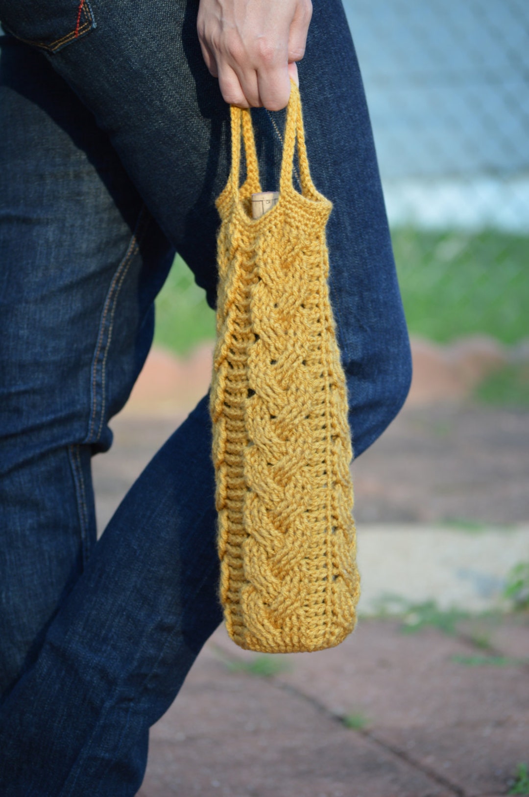 Cable Crochet Wine Bottle Bag Pattern (PDF Pattern) - Etsy