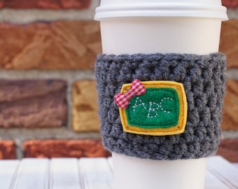 Crochet Teacher Appreciation Coffee Cozy: ABC Chalkboard Gift